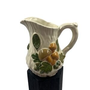 Vtg Ceramic Mushroom Toadstool CottageCore Mini Pitcher Creamer MCM Hand Painted